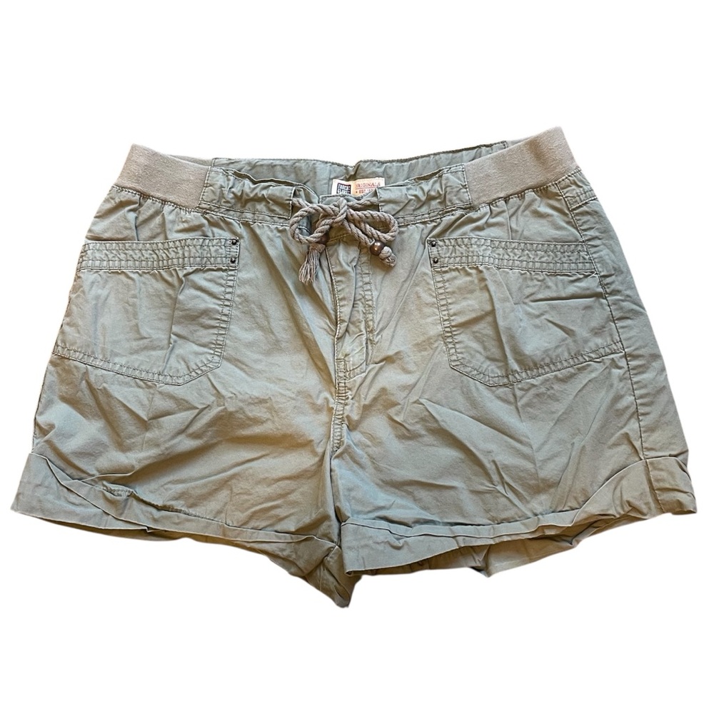 Faded Glory High Rise Drawstring Casual Pull On Cuffed Cargo Shorts